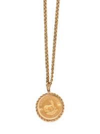 YELLOW GOLD AND SOUTH AFRICAN KRUGERRAND COIN PENDANT/NECKLACE