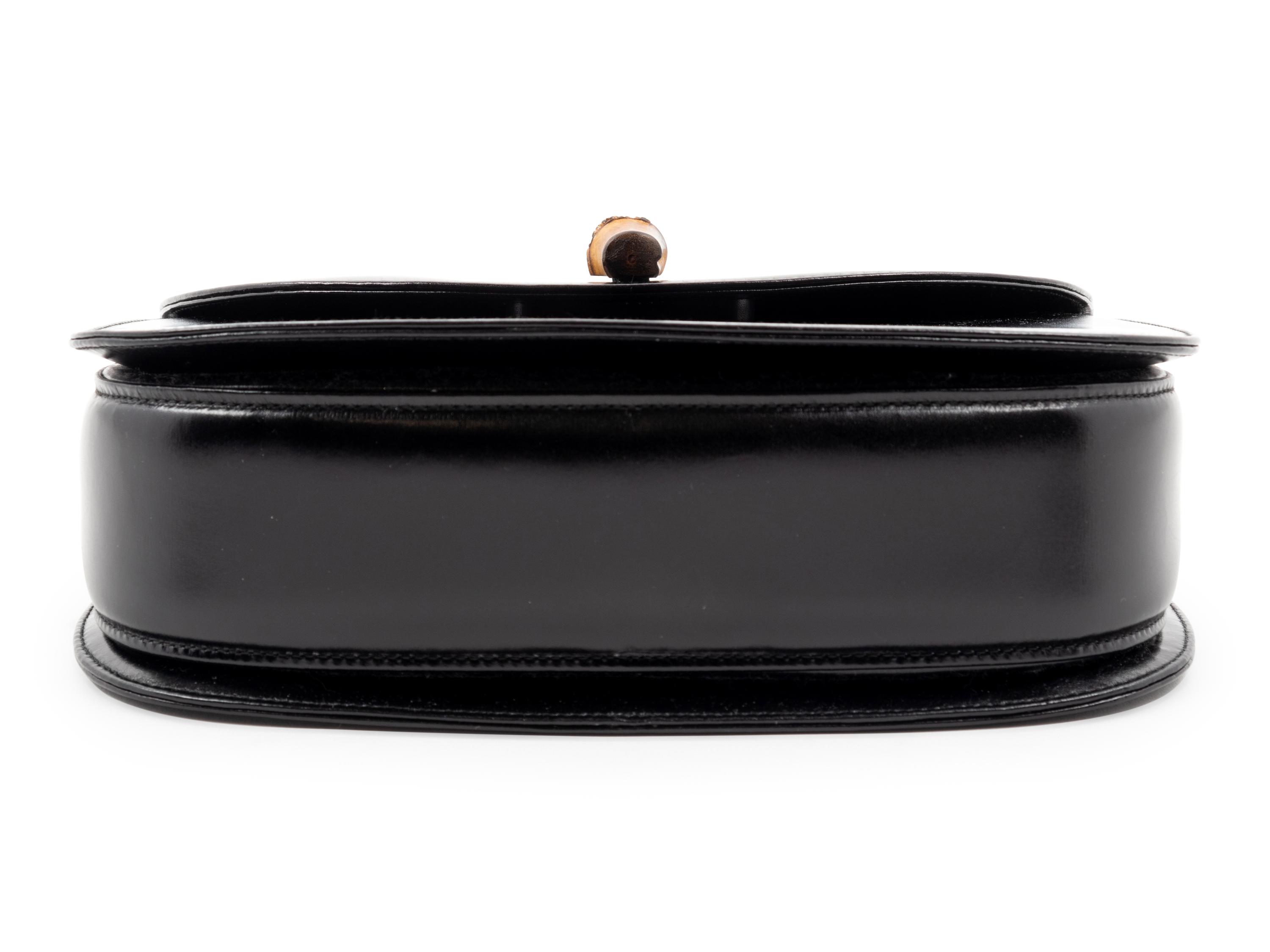 Gucci Black Leather Handbag with Bamboo Handle