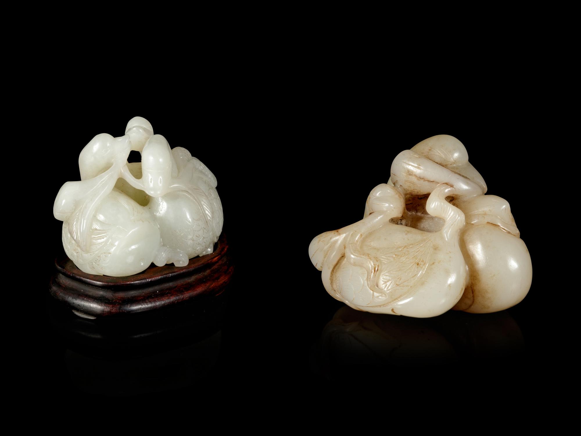 Two Chinese Jade Carvings of Geese