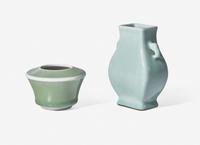 Two Small Chinese Celadon Porcelain Vases