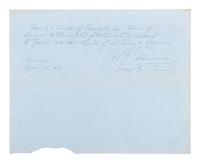 SHERMAN, William Tecumseh (1820-1891). A group of 3 items, including 2 CDVs and an autograph endorsement signed ("W.T. Sherman"), as Major General. Memphis, TN, 25 November 1862.