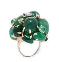 A 14 Karat Bicolor Gold, Emerald and Diamond Bombe Cluster Ring, Seaman Schepps, 18.20 dwts.