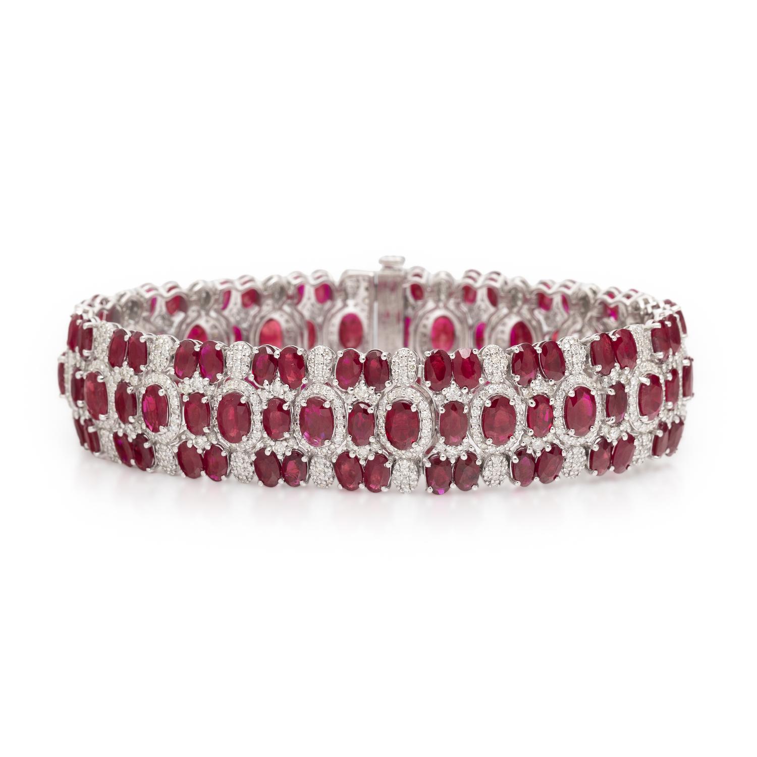 BURMESE RUBY AND DIAMOND BRACELET