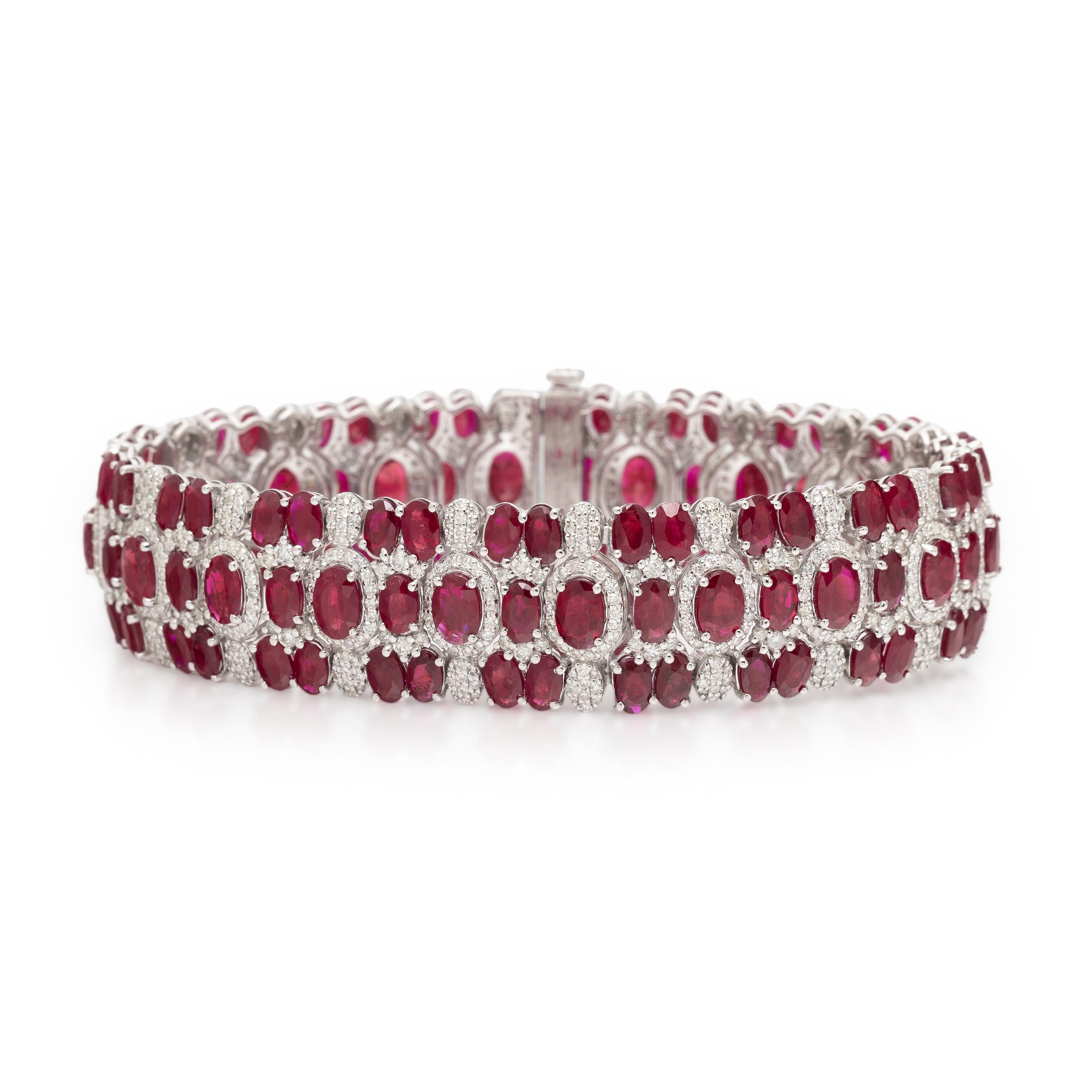 BURMESE RUBY AND DIAMOND BRACELET