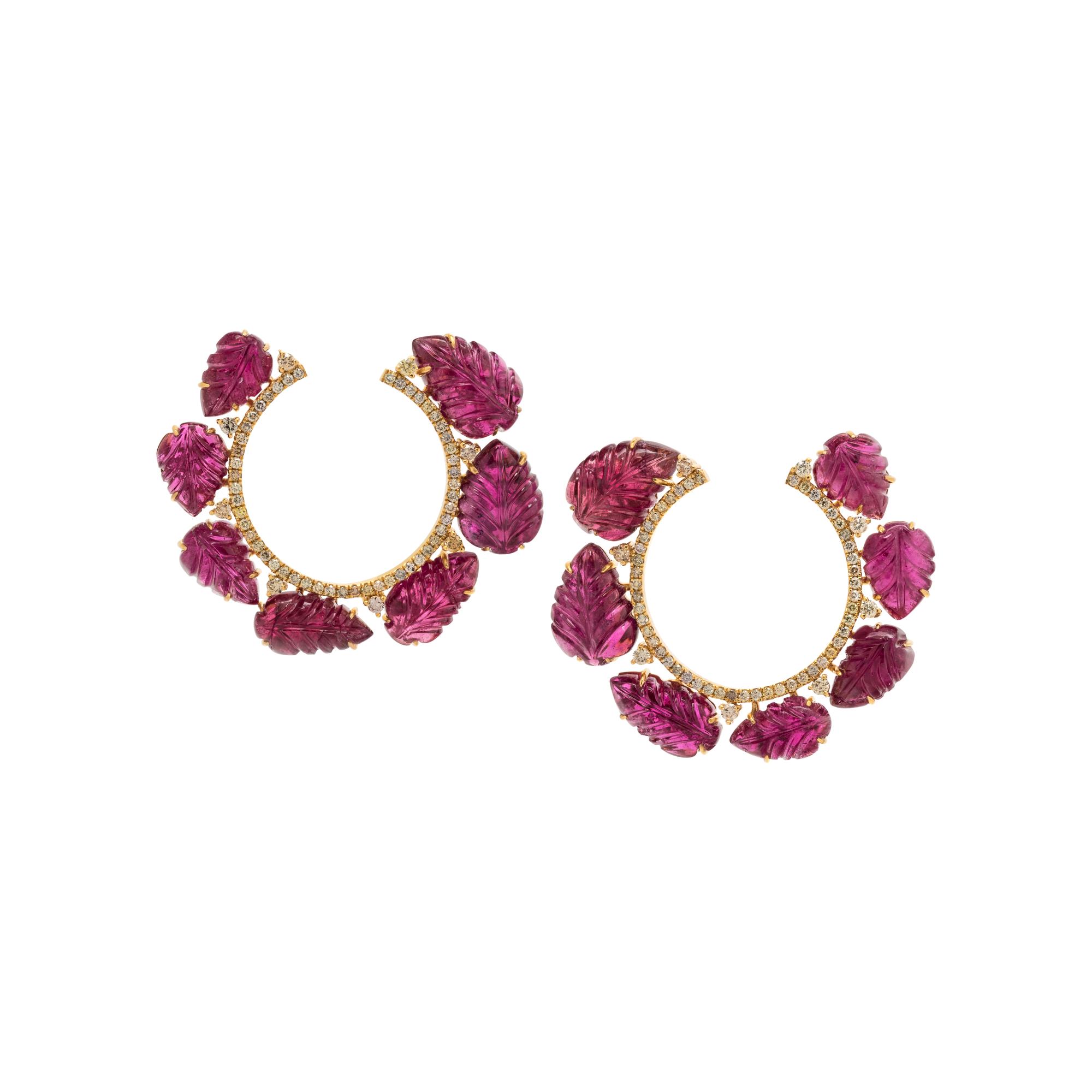 RUBELLITE AND DIAMOND EARRINGS