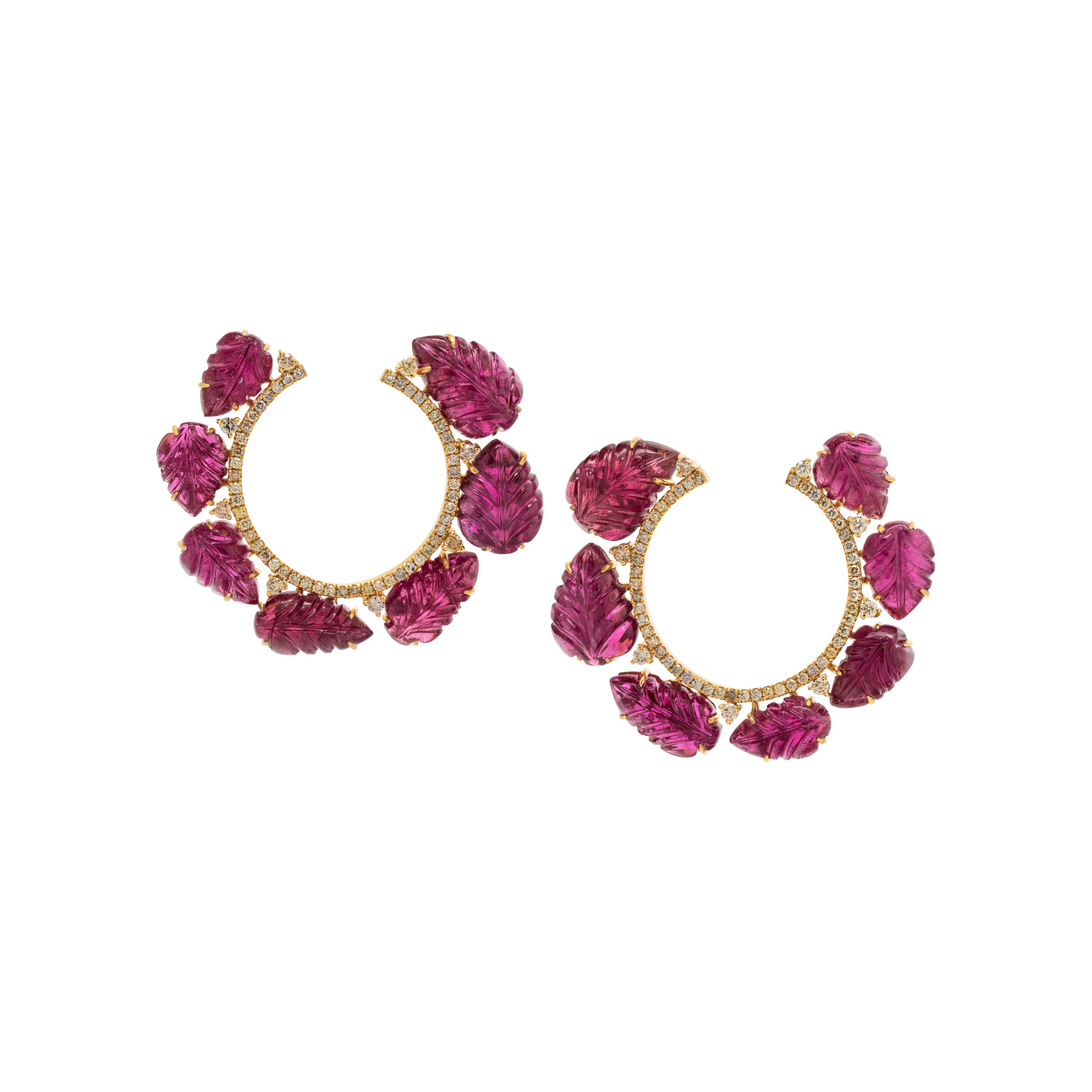 RUBELLITE AND DIAMOND EARRINGS