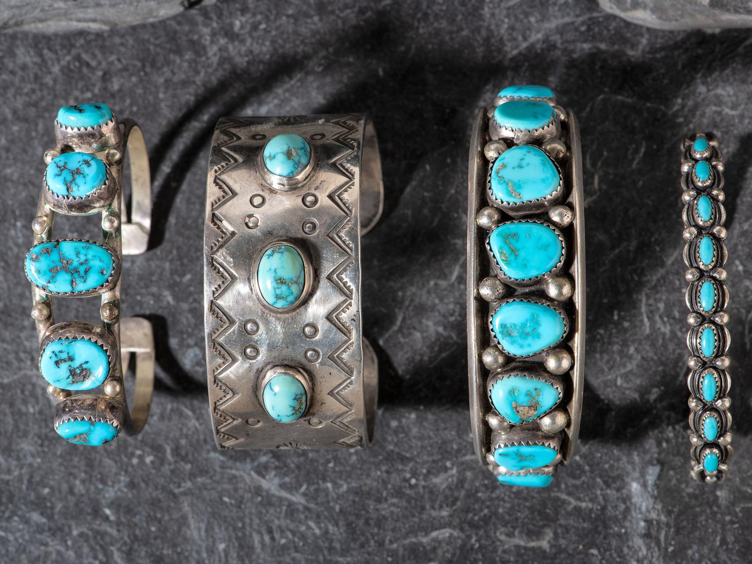 Navajo Silver and Turquoise Cuff Bracelets