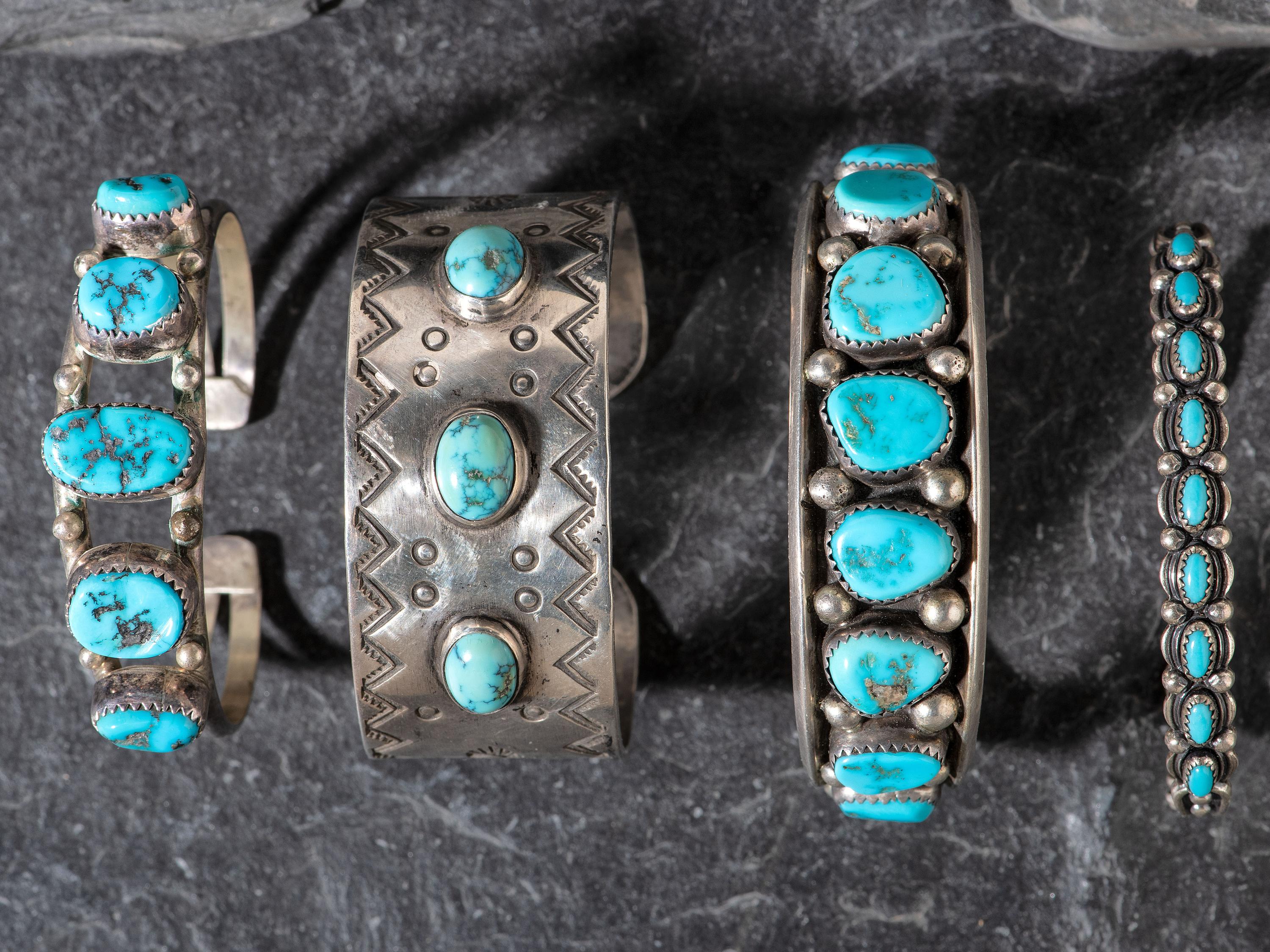 Navajo Silver and Turquoise Cuff Bracelets