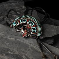 Benji Zuniga (Zuni, 20th century) — Large Hummingbird and Rainbow Man Mosaic Inlay Bolo Tie, 1980