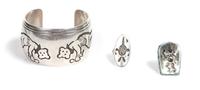 Hopi Silver Overlay Cuff Bracelet Length of bracelet 6 1/8 x opening 1 1/4 x width 1 1/2 inches