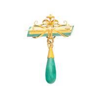 YELLOW GOLD AND MALACHITE PENDANT/BROOCH