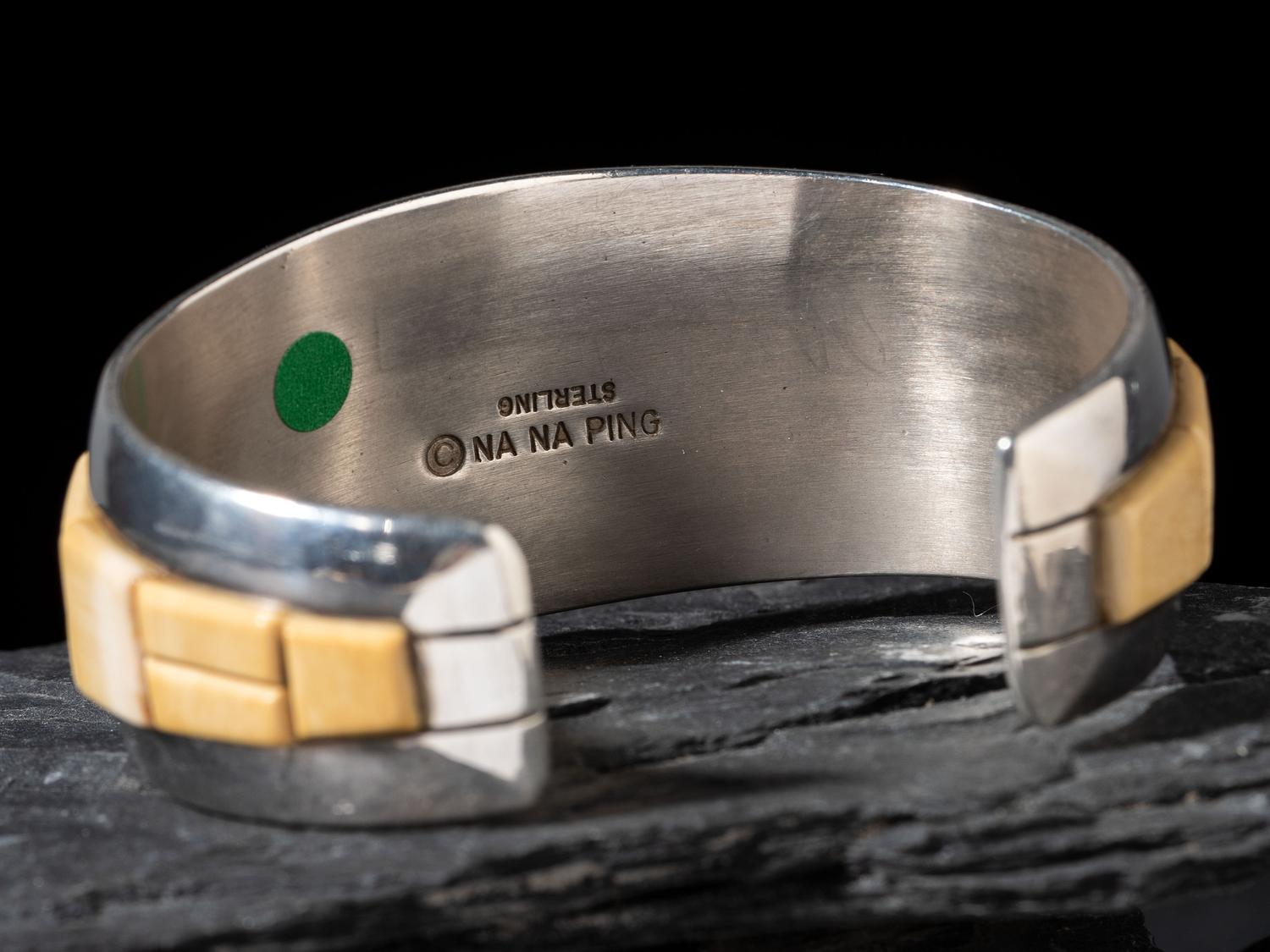 Sterling Silver and Cobblestone Inlay Cuff Bracelet