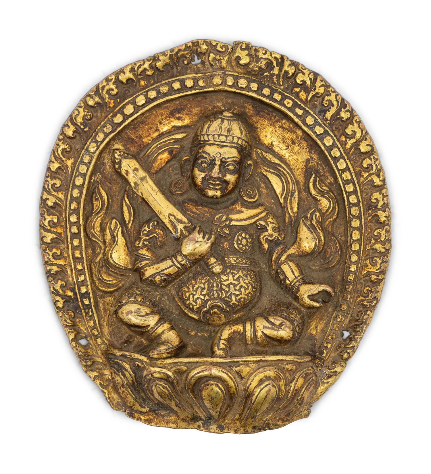 Four Tibetan Gilt Bronze Panels
