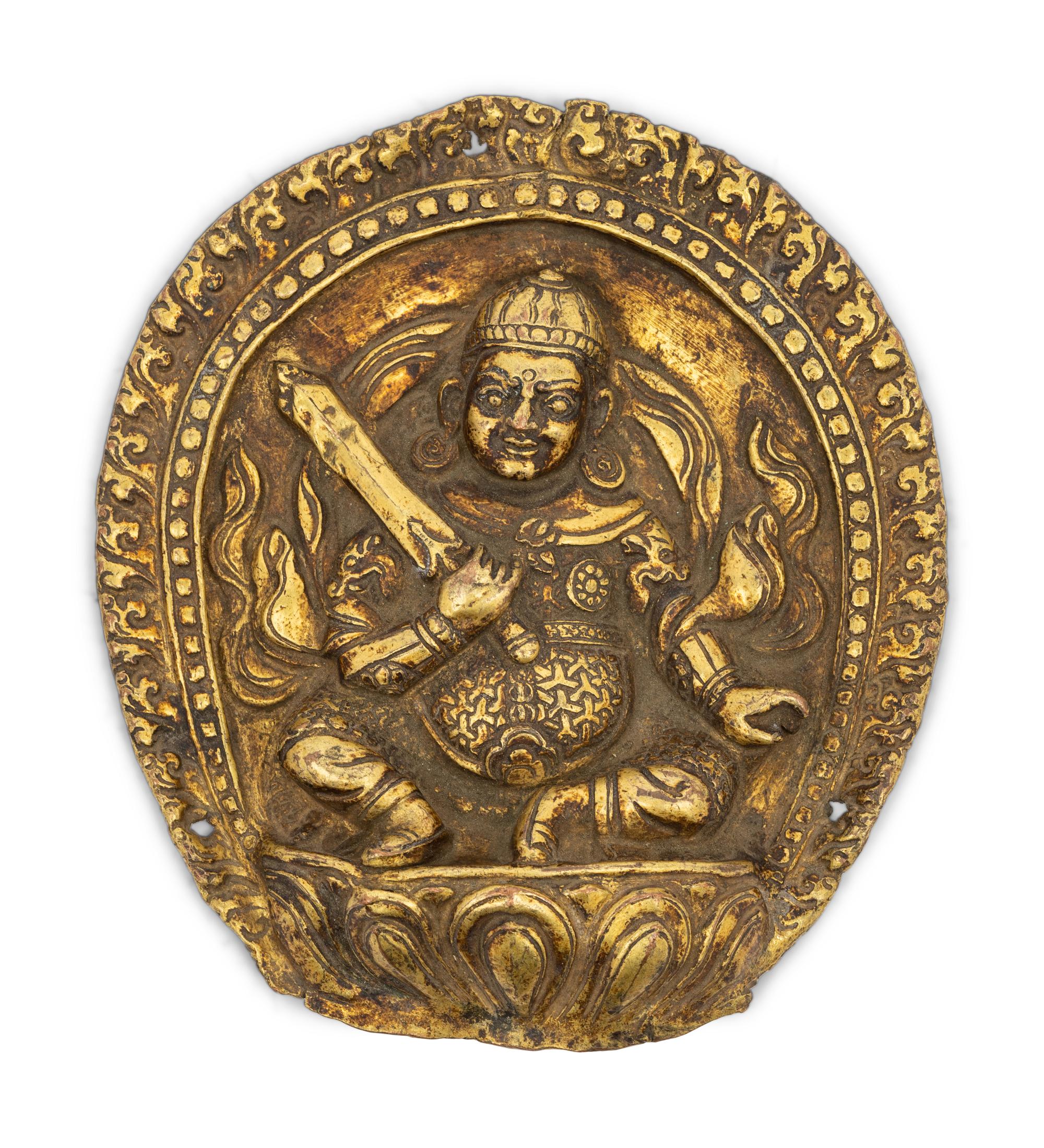 Four Tibetan Gilt Bronze Panels