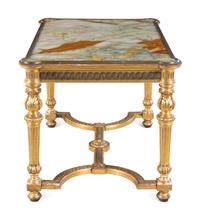 A Louis XVI Style Giltwood and Onyx-Inset Center Table