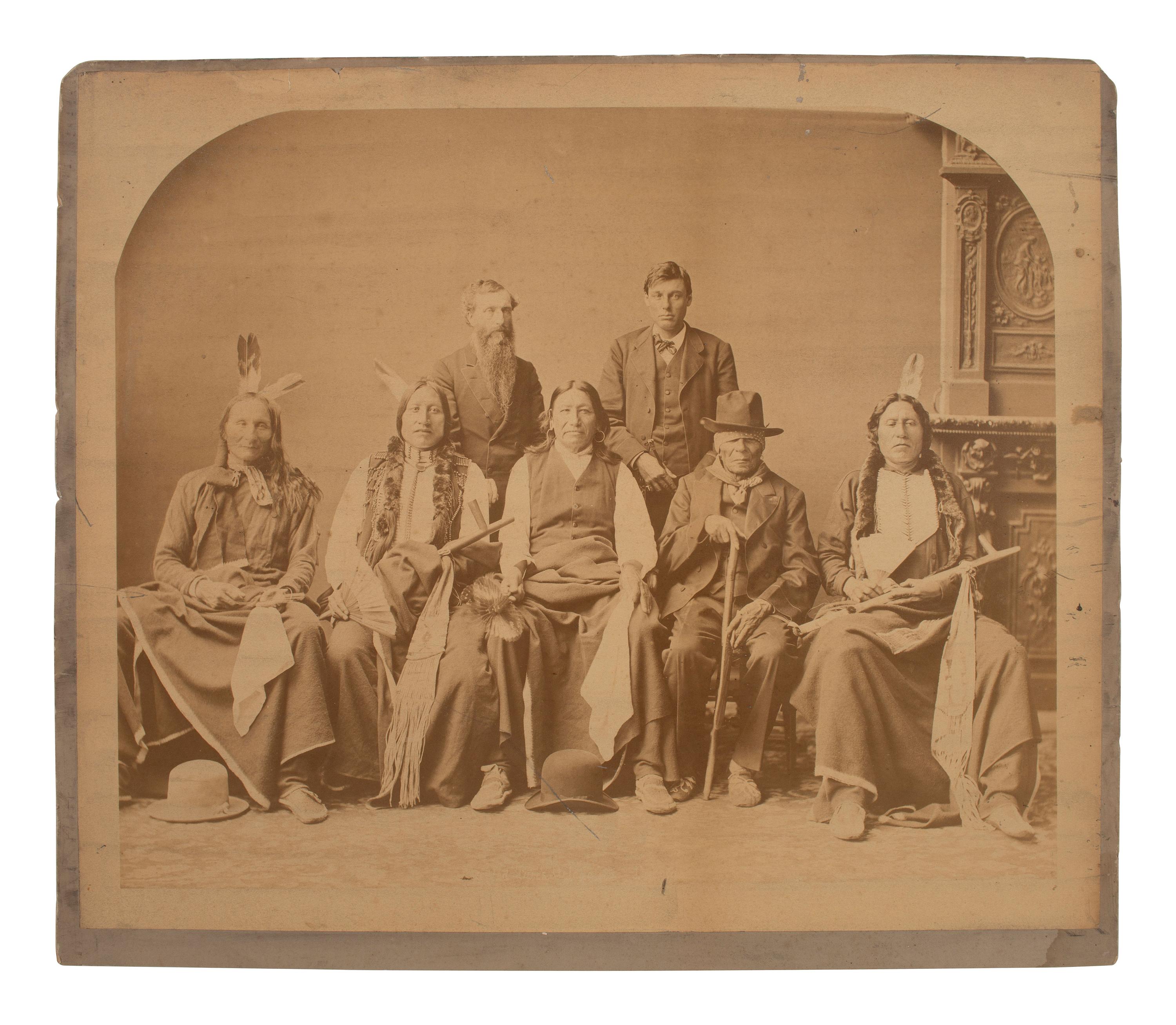 BELL, Charles M. (1848-1893), photographer. Albumen photograph of the Lakota Delegation of Spotted Tail. Washington, DC, 1880.