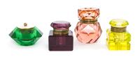 Four Colored Cut Glass Inkwells, Height of tallest 3 1/2 inches.