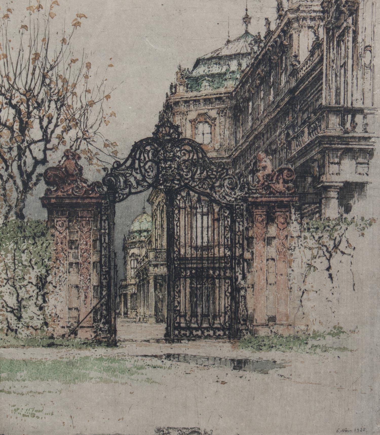 Luigi Kasimir, (Austrian, 1881-1962), Vienna Belvedere Plaza, Austria