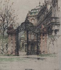Luigi Kasimir, (Austrian, 1881-1962), Vienna Belvedere Plaza, Austria