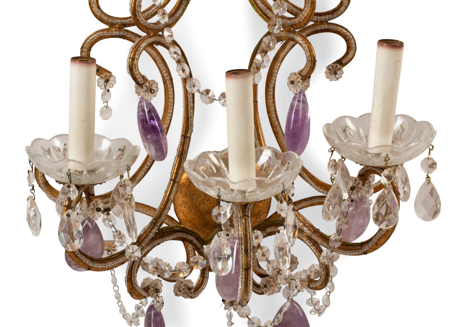 A Pair of Italian Eight-light Beaded Wall Sconces — 19TH/20TH CENTURY
