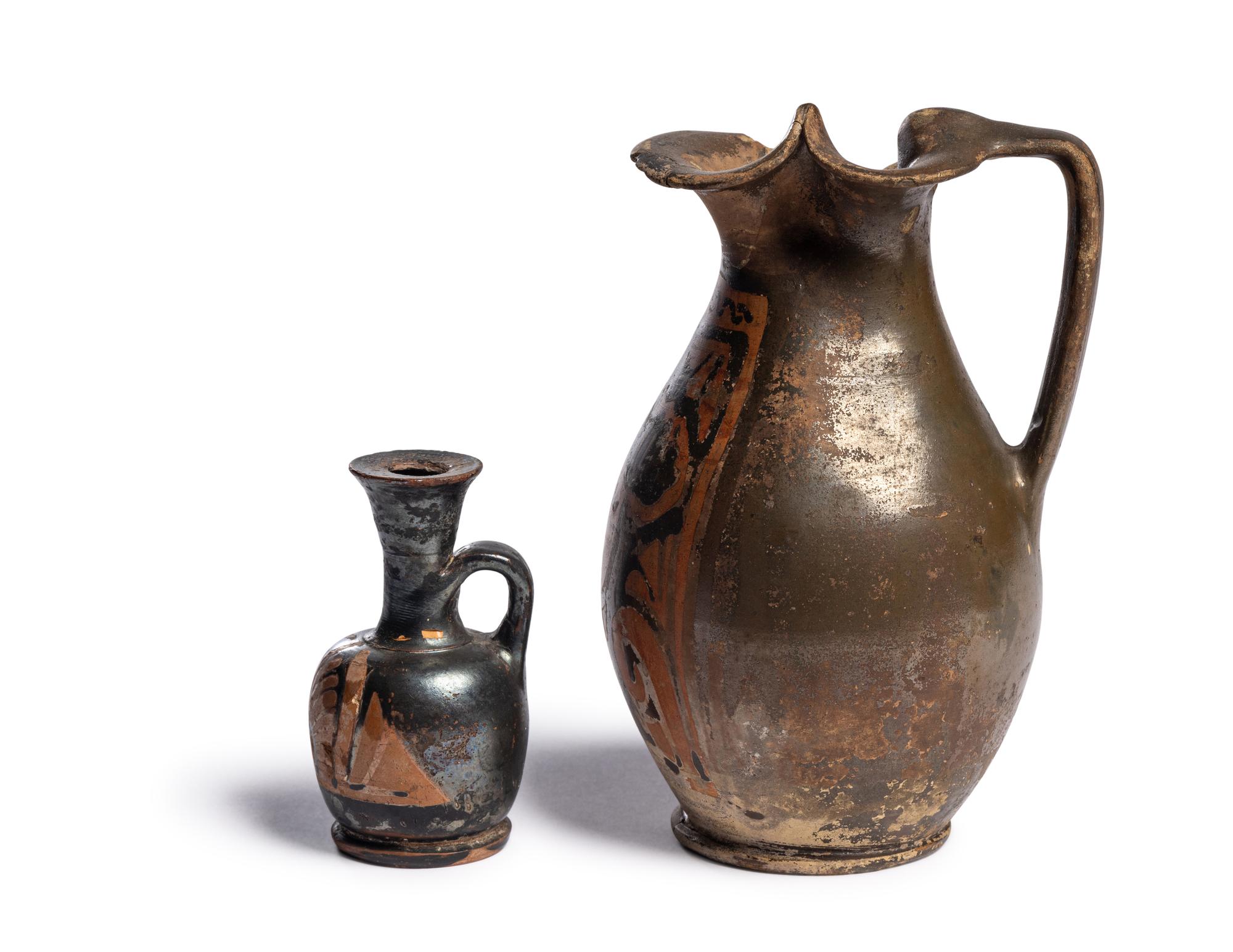 An Apulian Red-Figured Trefoil Oinochoe and Xenon-Ware Lekythos