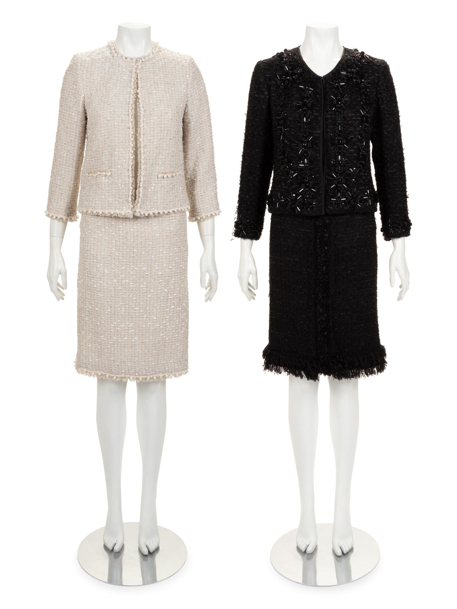 Two Oscar de la Renta Beaded Skirt Suits, 2006-10