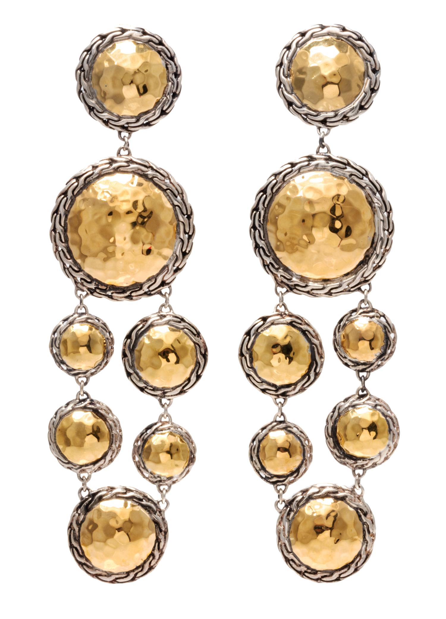 A Pair of Sterling Silver and 22 Karat Yellow Gold 'Palu' Chandelier Earclips, John Hardy, 16.20 dwts.