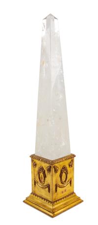 A Pair of Giltwood and Rock Crystal Obelisks Height overall 36 inches. — 20TH CENTURY