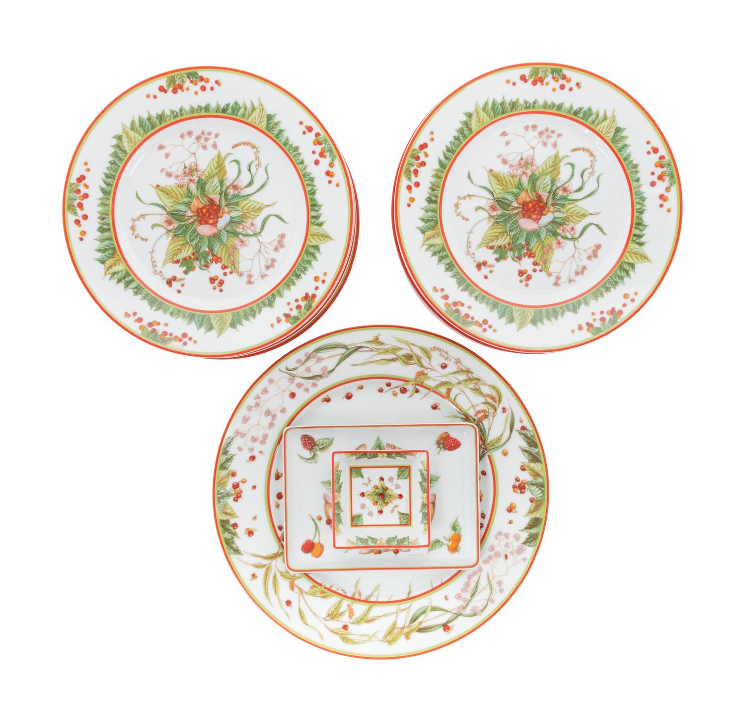 A Group of Hermès Le Jardin de Pythagore Porcelain Dinnerware Articles