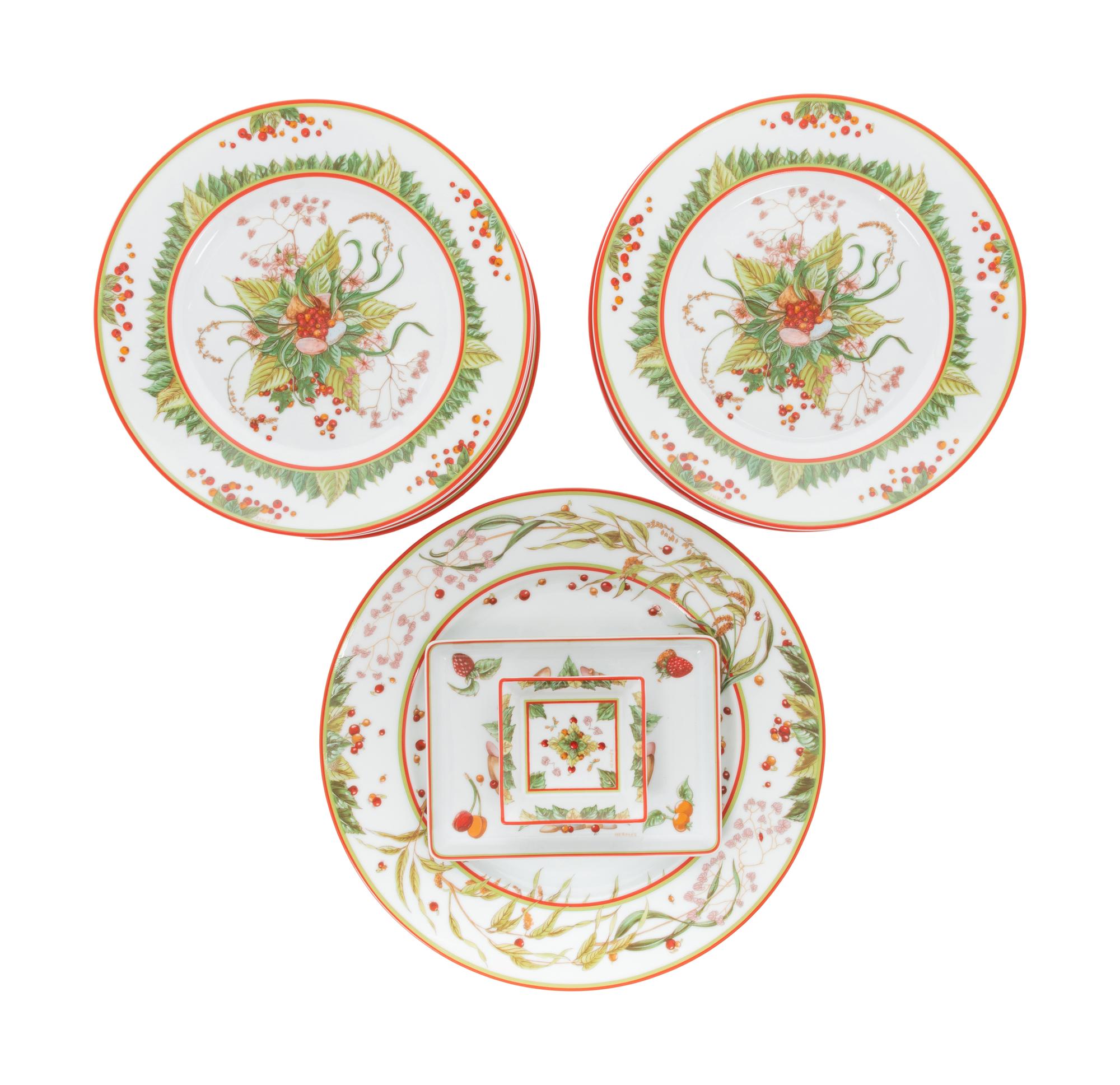 A Group of Hermès Le Jardin de Pythagore Porcelain Dinnerware Articles
