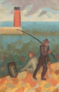 Herman Menzel, (American, 1904–1988), Winnetka Lighthouse Scenes (a group of three works)