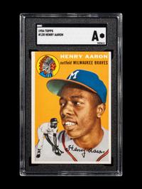 A 1954 Topps Hank Aaron Rookie Baseball Card No. 128 (SGC Authentic)