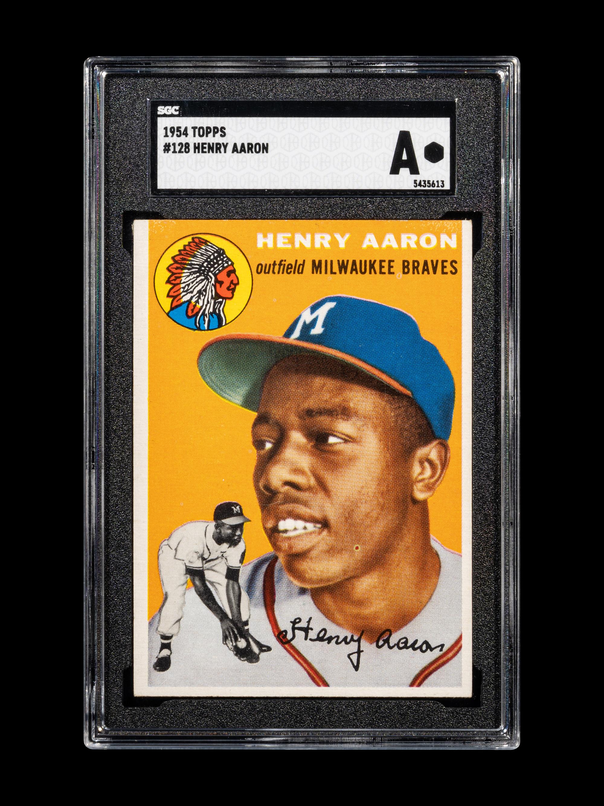 A 1954 Topps Hank Aaron Rookie Baseball Card No. 128 (SGC Authentic)