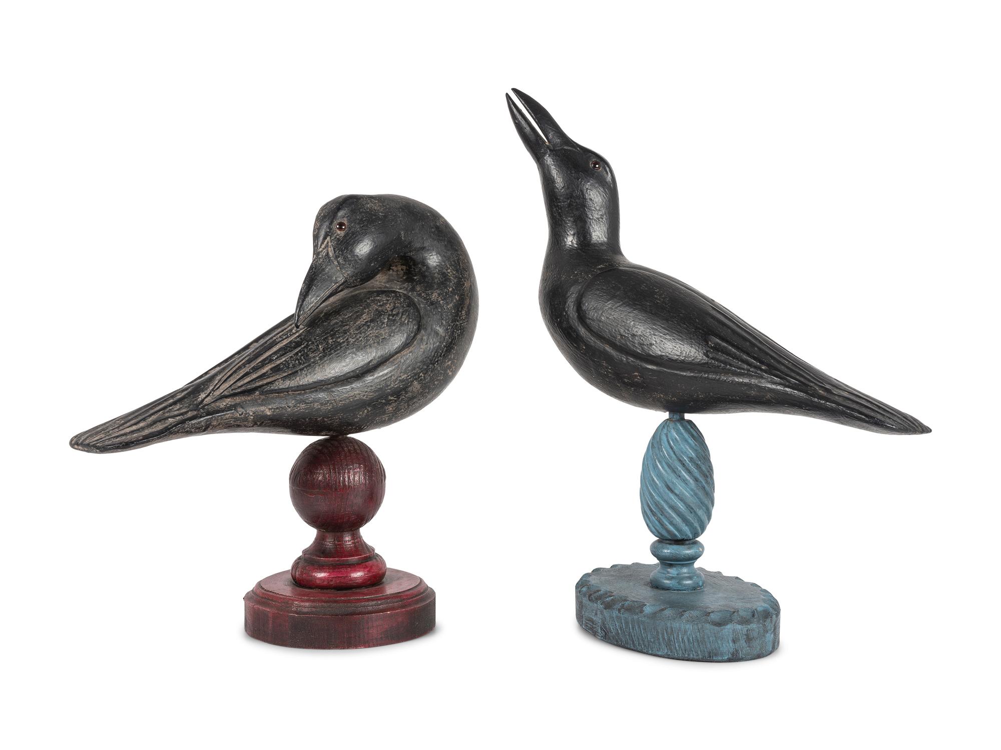 A Pair of Folk Art Crows by Dallas J. Valley