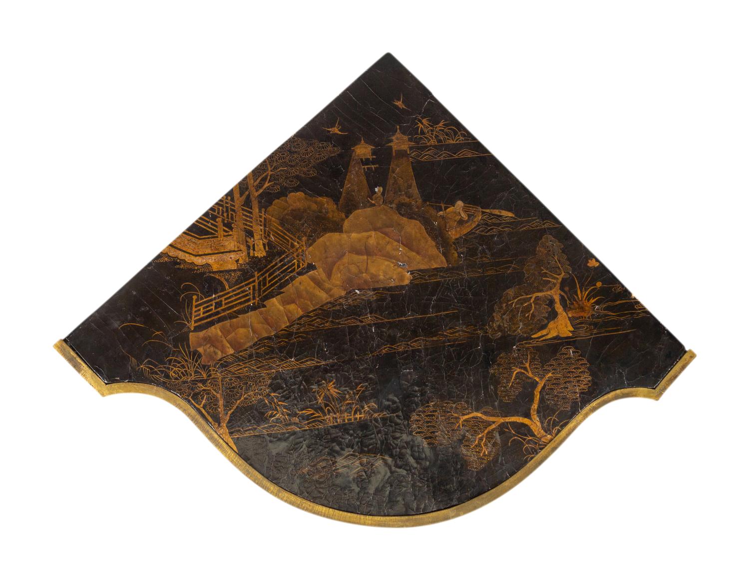 A Pair of George III Gilt Ormolu-Mounted Chinese Lacquer Corner Cabinets