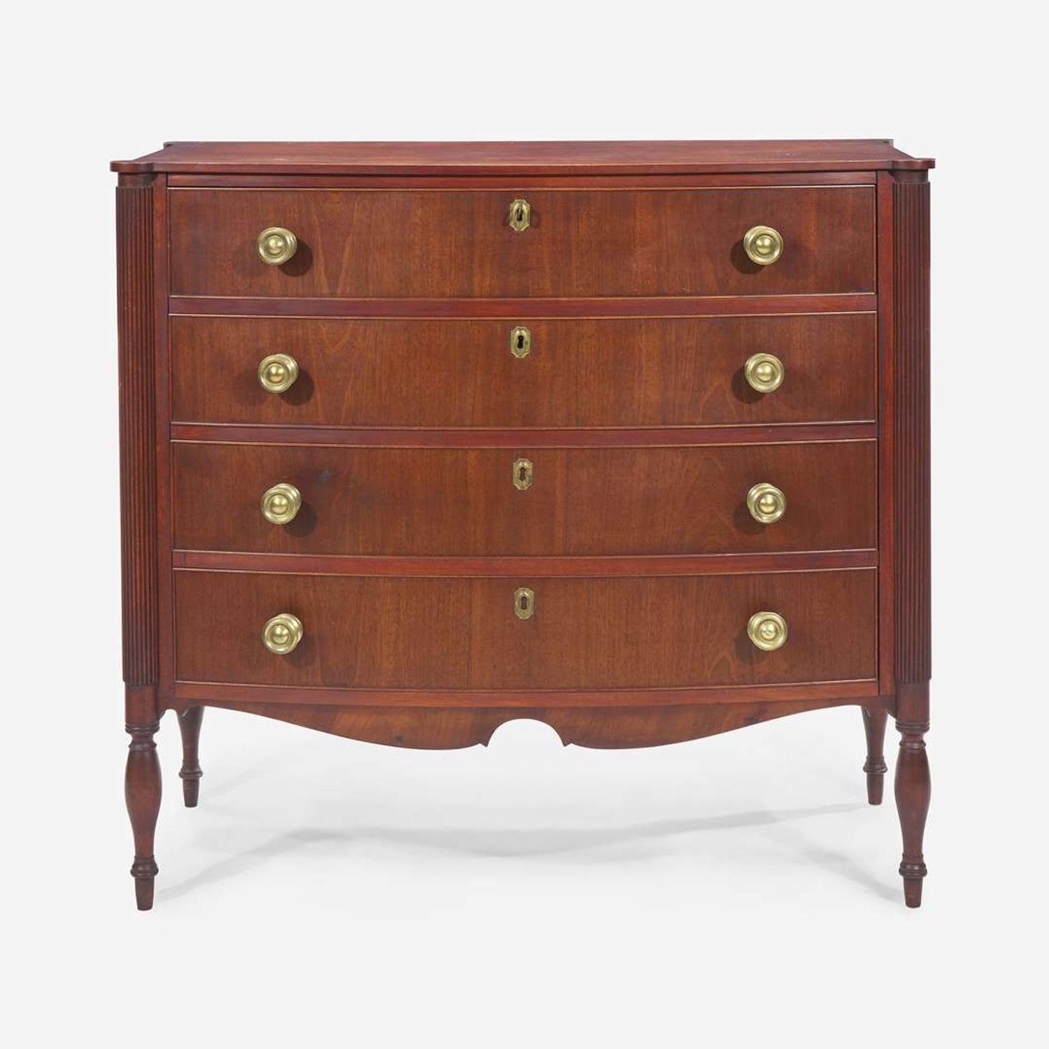 A Federal carved mahogany bowfront chest of drawers Massachusetts, circa 1815