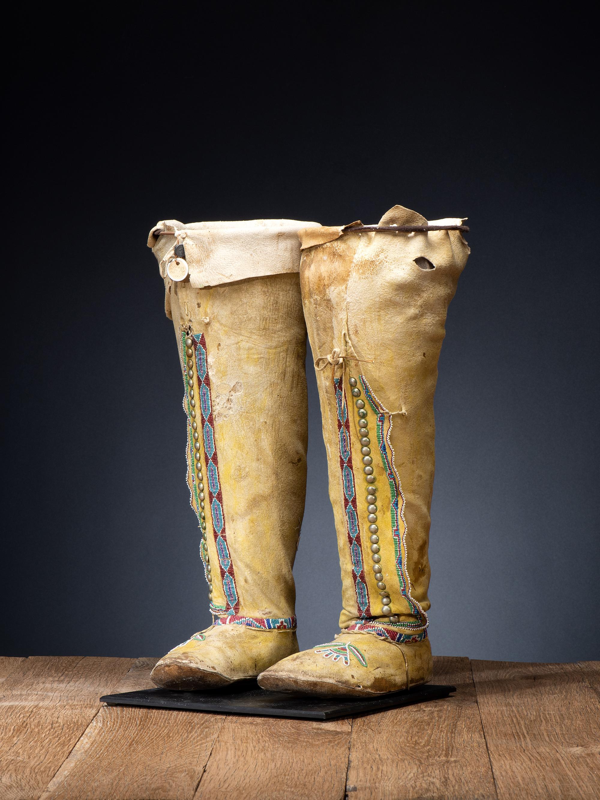 Kiowa Beaded Hide Boot Moccasins
