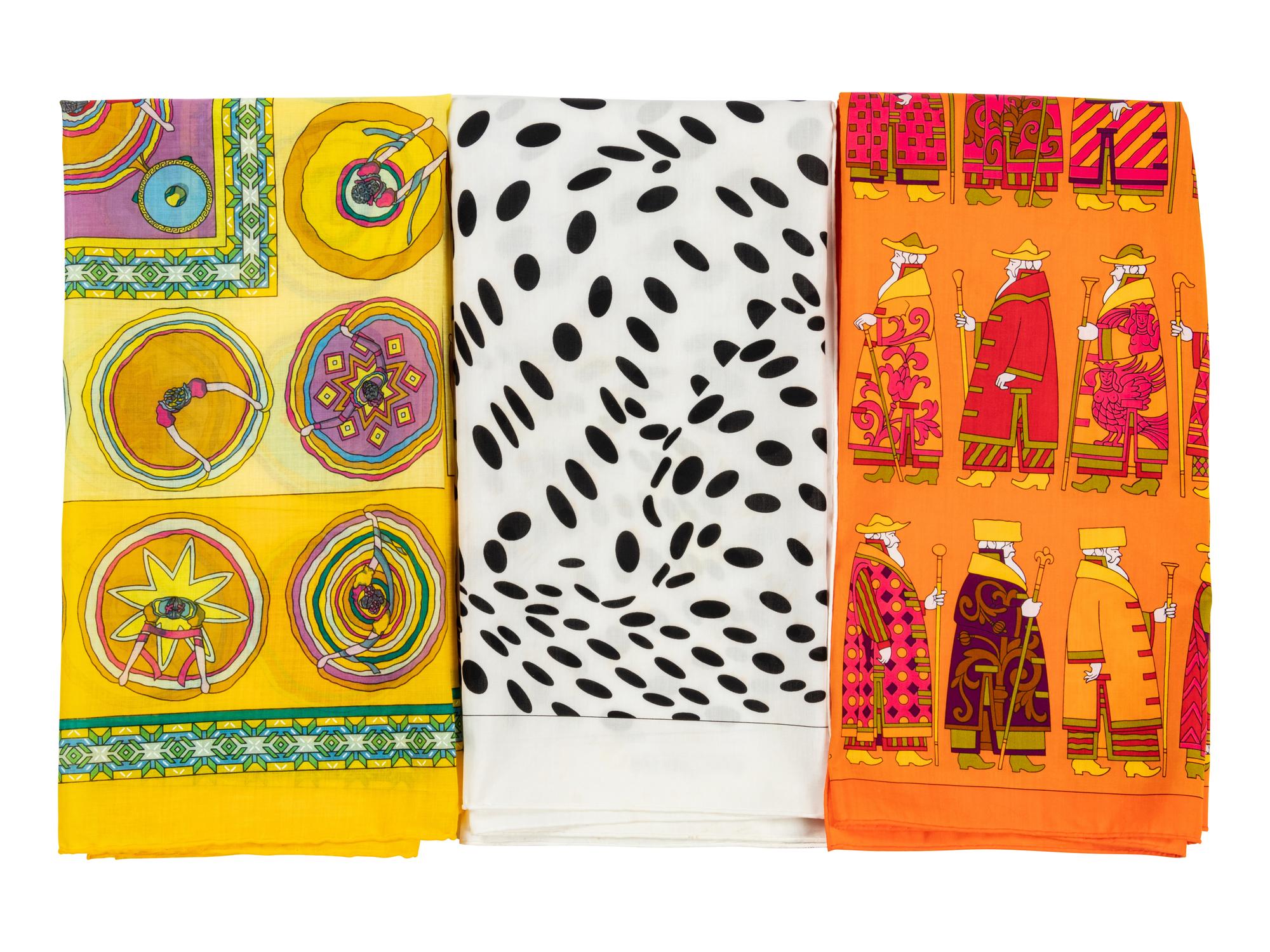 Three Hermès 70cm Cotton and Silk Scarves