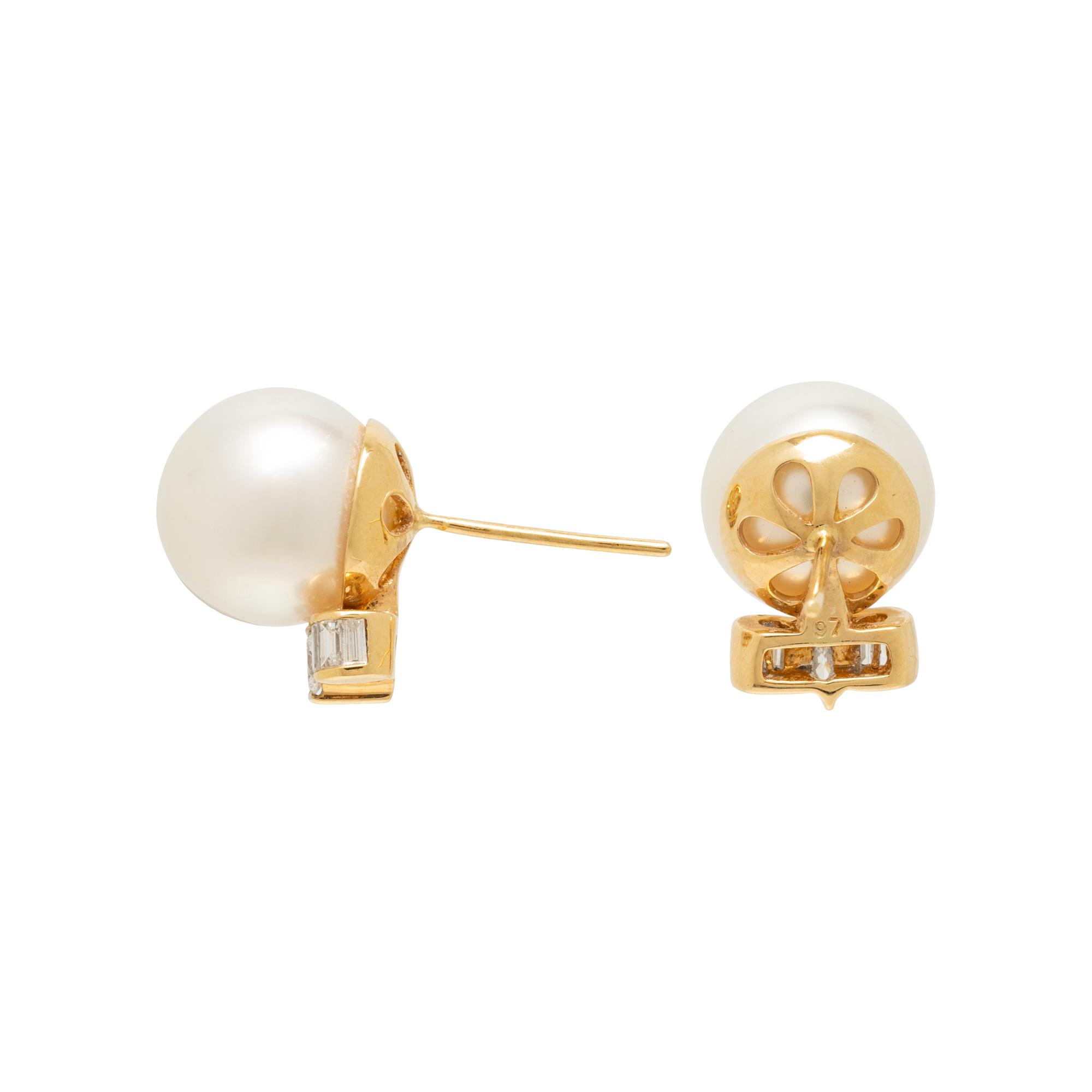 CULTURED PEARL AND DIAMOND EARRINGS