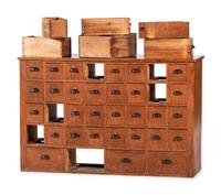 A Grain Painted Pine 36-Drawer Chest