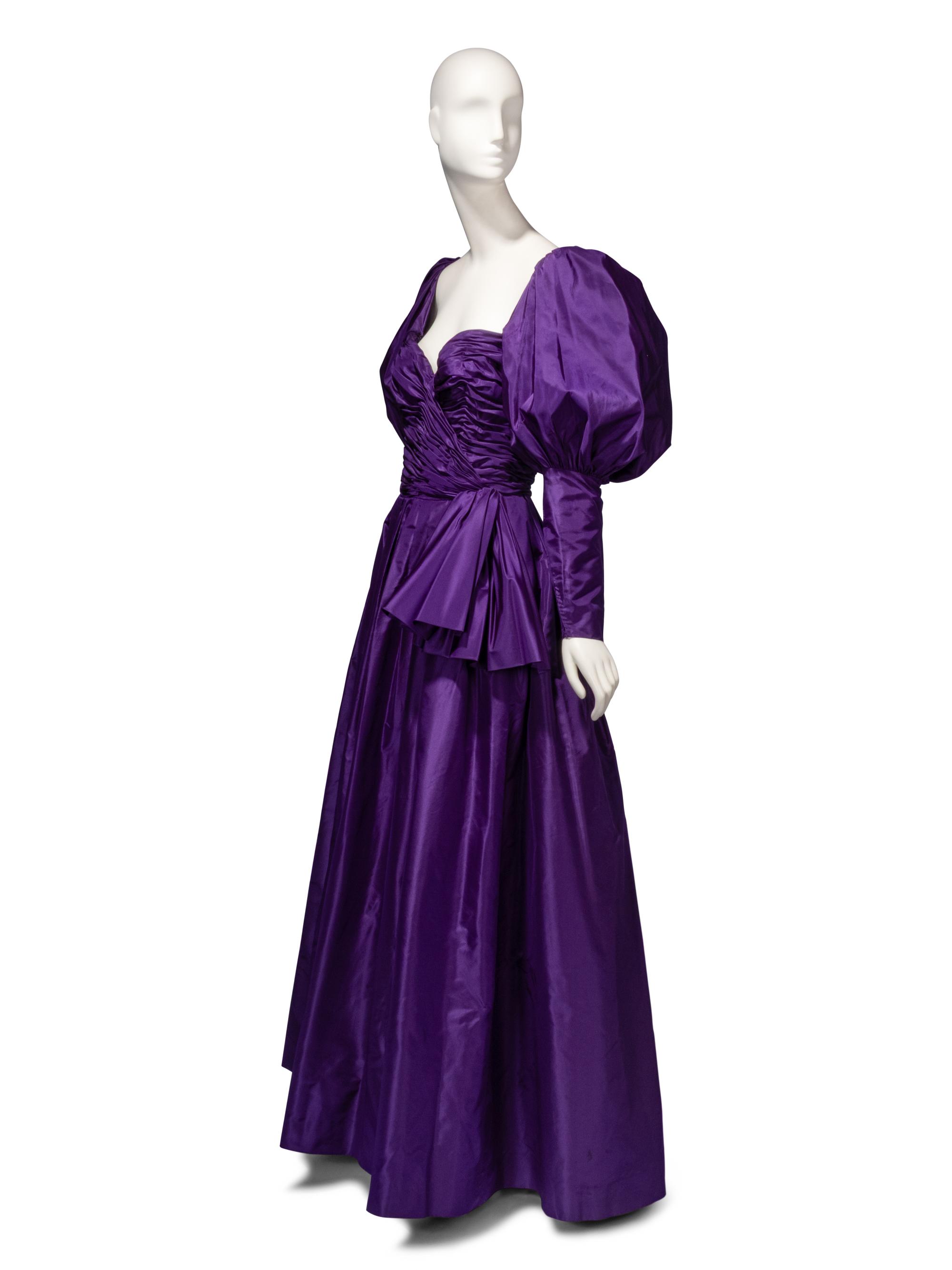 Loris Azzaro Haute Couture, Convertible Purple Taffeta Evening Gown