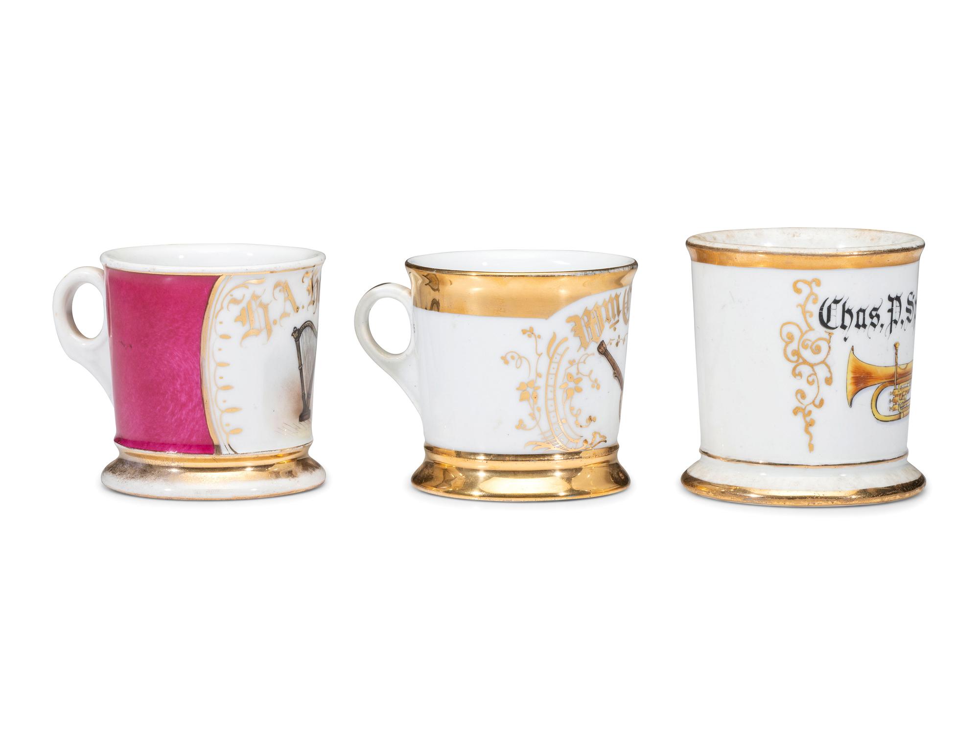 Three Musician's Porcelain Occupational Shaving Mugs