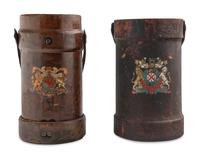 Two English Leather Artillery Buckets