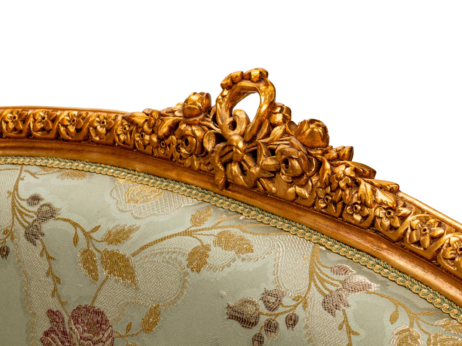 A Pair of Louis XV Style Giltwood Petit Canapes
