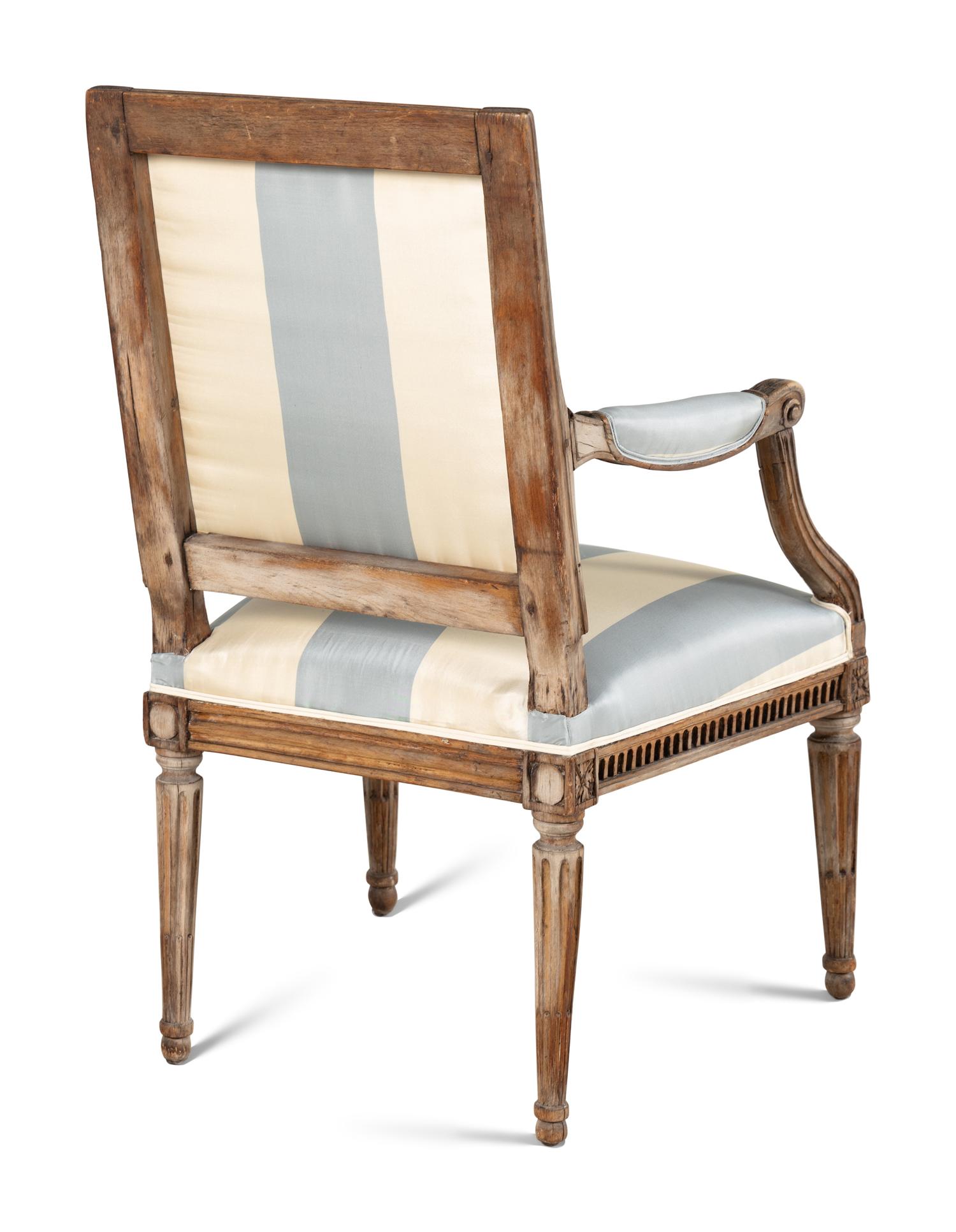 A Louis XVI Gray-Painted Fauteuil