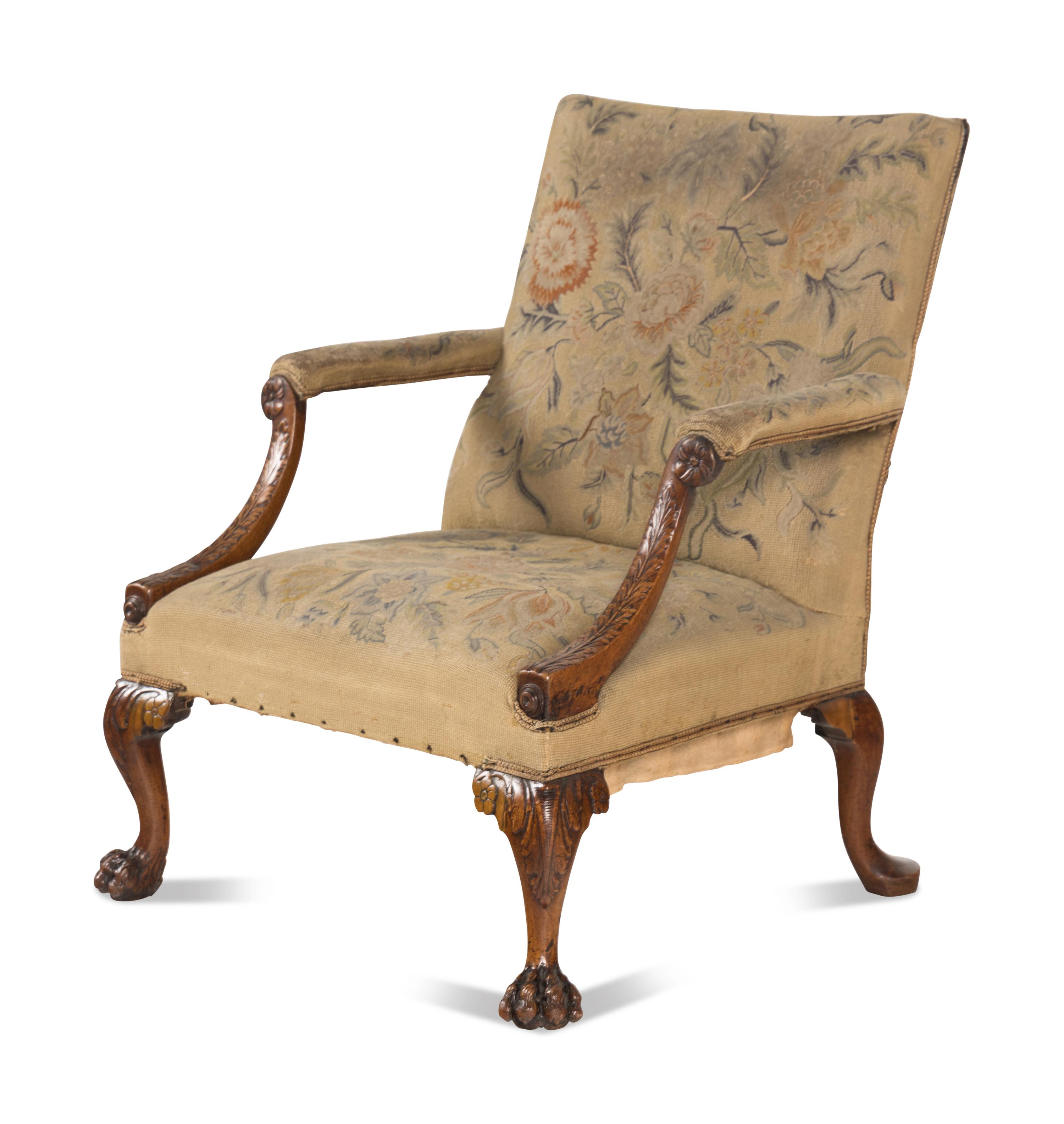 A George II Walunt Library Armchair