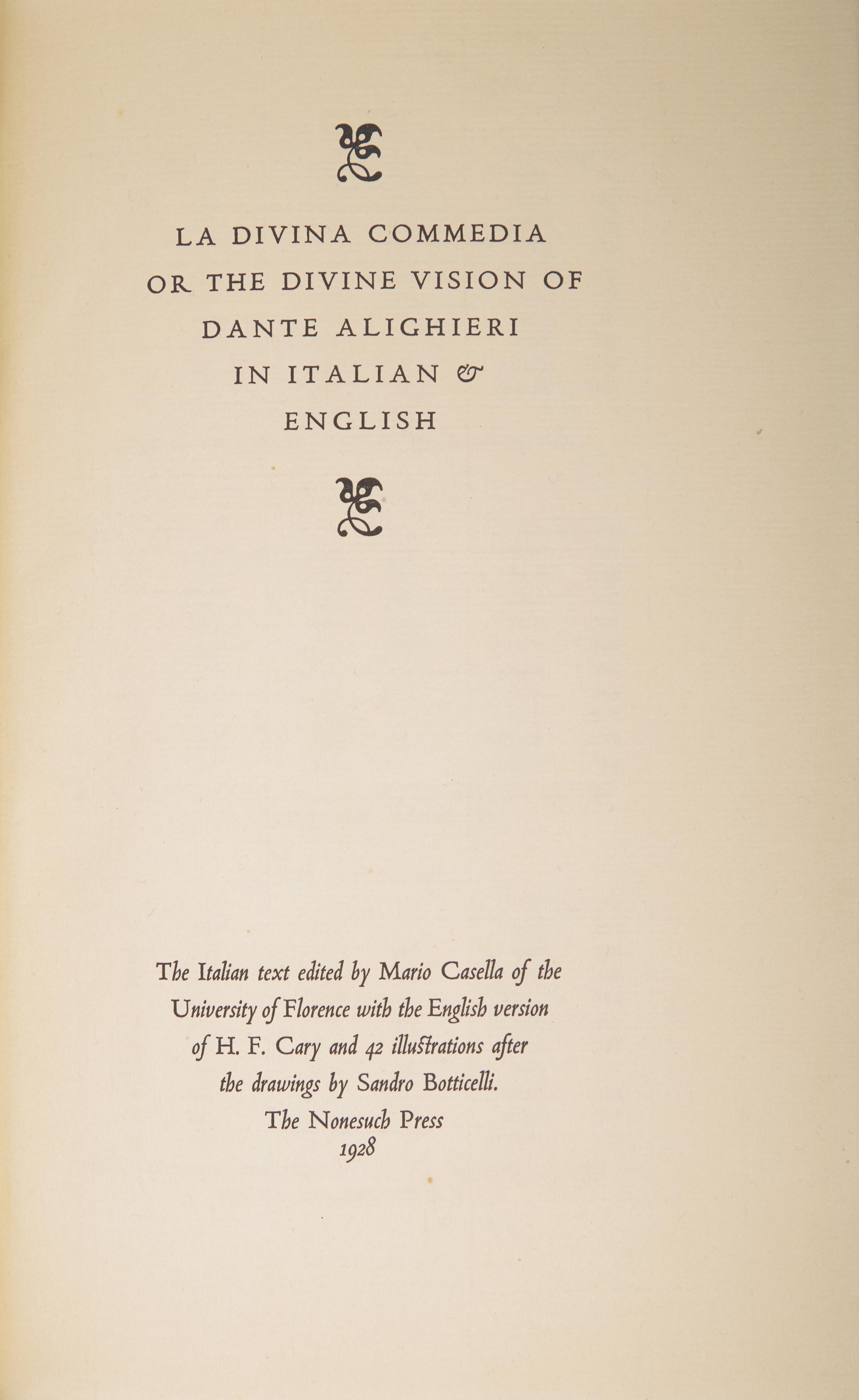 [Private Press] [Nonesuch Press] Alighieri, Dante. La Divina Commedia or the Divine Vision of Dante Alighieri in Italian & English