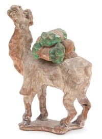 An Egyptian Painted Pottery Figure of a Camel Height 8 1/4 inches. — 20TH CENTURY