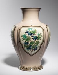 A Japanese Cloisonné Moriage Baluster Vase