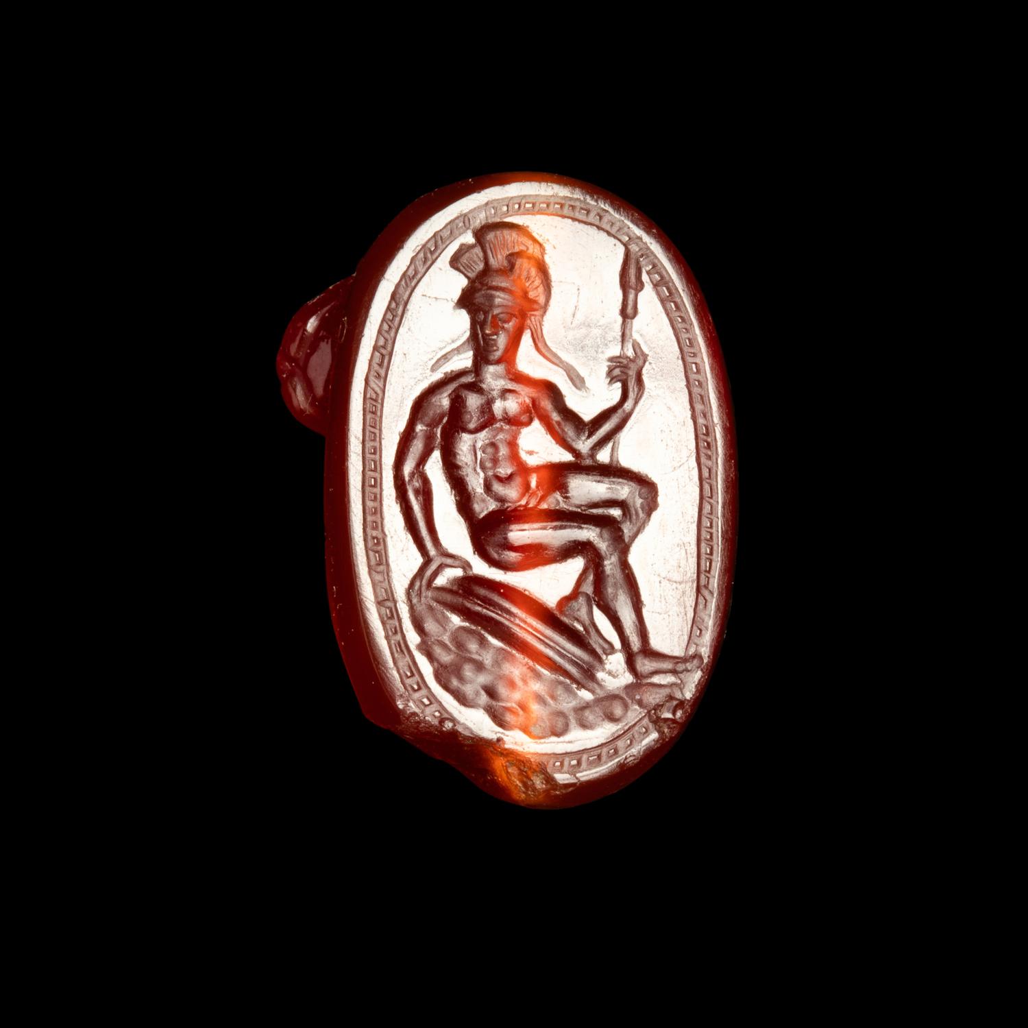 A Greek Carnelian Lion Gem